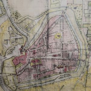 Blick auf den Cottbuser Stadtplan aus der Zeit um 1720